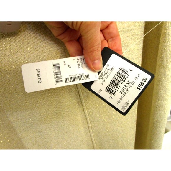 Rachel Roy Collection Plus Size Ivory Gold Combo Short Sleeve Top - Size 3X  NWT - Picture 8 of 16